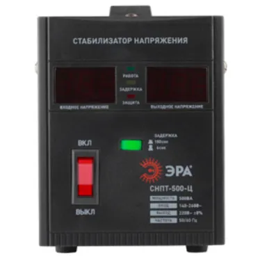Стабилизатор напряжения переносной СНПТ-500-Ц цифровой дисплей 140-260В/220/В, 500ВА