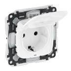 Valena ALLURE Розетка силовая 2К+З со шторками с крышкой белая IP44