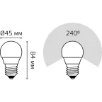Лампа светодиодная Шар 9.5W 950lm 6500K E27 LED 1/10/100 | 105102310 | Gauss
