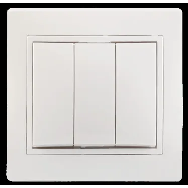 КВАРТА Выключатель трехклавишный скрытый белый в сборе