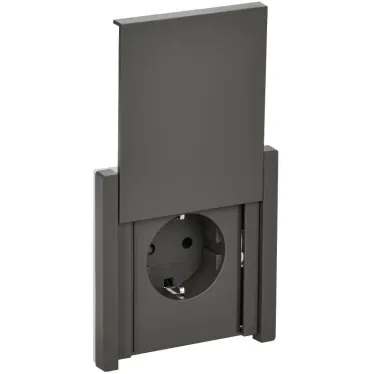 FORTE@PIANO Розетка 1-местная с заземлением с защитными шторками и крышкой винтовое крепление 16А IP44 FP321 серый IEK