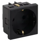 Розетка модульная с з/к и шторками 45х45мм черная