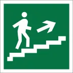 Знак безопасности BL-1515.E15"Напр. к эвакуац. выходу по лестн. вверх (прав.)" | a16796 | Белый свет