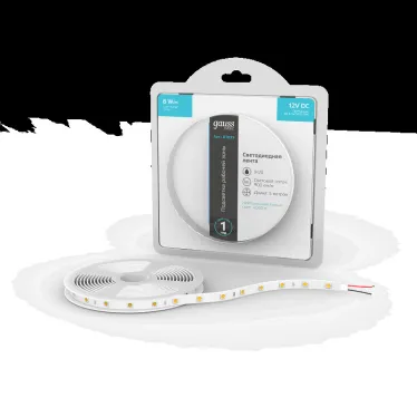 Лента светодиодная LED 5050/60-SMD 8 Вт/м 900 лм/м 4000К DC 12В IP20 10мм (блистер 5м) Basic Gauss