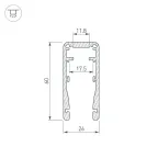 Профиль ALU-HANDRAIL-2000 FOR GLASS 17.5 (Алюминий)