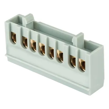 Шина фаза L (6х9мм) 8 отверстий латунь серый изолированный корпус на DIN-рейку PROxima