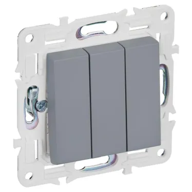 SKANDY Выключатель 3-клавишный 10А SK-V11Gr серый IEK