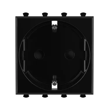 Avanti Розетка ''Черный квадрат'', 2P+E, с защитными шторками, 2 модульная