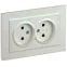 BRITE Розетка 2-местная без заземления с защитными шторками 10А в сборе РСш12-2-БрЖ жемчуг IEK