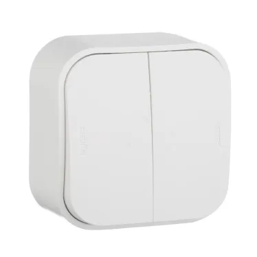 Quteo Выключатель двухклавишный наружный белый 10А