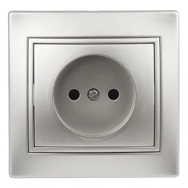 Розетка Intro Plano 1-201-03 без заземления 2P, 16А-250В, IP20, СУ, алюминий