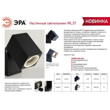 Подсветка декоративная WL37 BK MR16/GU10, черный, для интерьера, фасадов зданий лампа MR16 ( в комплект не входит)