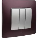 ETIKA Выключатель трехклавишный алюминий 10АХ