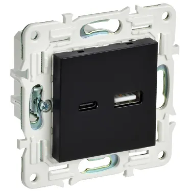 SKANDY Розетка USB A+C 3,1А SK-R14Bl черный IEK