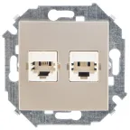 15 Розетка телефонная двойная скрытая 2хRJ11 винтовые зажимы шампань