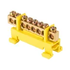 Шина 0 PE 6х9мм 8 отверстий латунь желтый изолятор тип Стойка на DIN-рейку PROxima