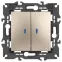 Выключатель двойной с подсветкой, 10АХ-250В, Эра Elegance, шампань,14-1105-04