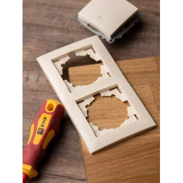 Валенсия рамка 2-местная кремовая