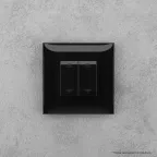 Avanti Выключатель двухклавишный в стену, Черный квадрат