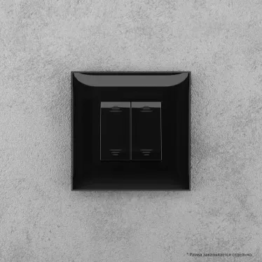 Avanti Выключатель двухклавишный в стену, Черный квадрат