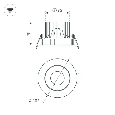 Светильник MS-FORECAST-BUILT-TURN-R102-12W Day4000 (WH-WH, 32 deg, 230V) (Arlight, IP20 Металл, 5 лет) | 037098 | Arlight