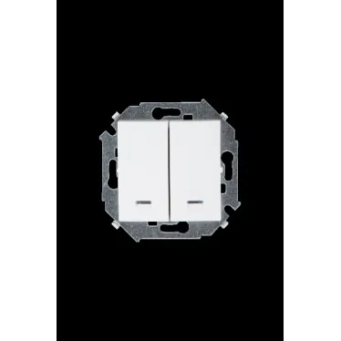 15 Выключатель двухклавишный с подсветкой 16А 250В винтовой зажим белый