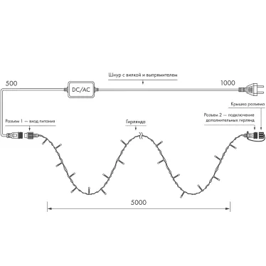 Светодиодная гирлянда ARD-STRING-HOME-5000-CLEAR-50LED-STD WHITE (230V, 3.5W) | 025751 | Arlight