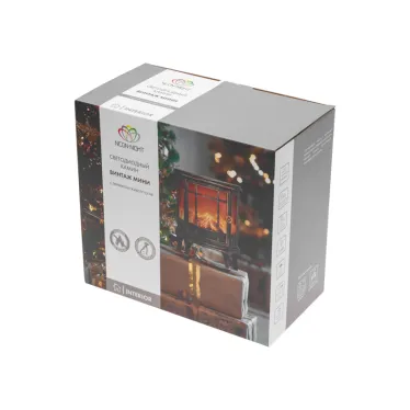 Светодиодный камин Винтаж мини с эффектом живого огня 24.8х12.7х30 см, батарейки 3хС (не в комплекте), с USB, бронзовый | 511-023 | NEON-NIGHT