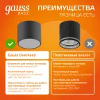 Светильник светодиодный декоративный бытовой с рассеивателем HD016 10W (черный) 3000K 88х75мм | HD016 | Gauss