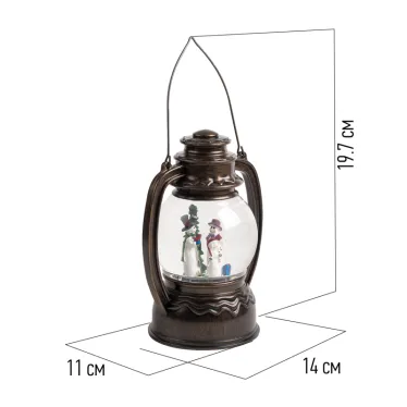 Декоративный фонарь с эффектом снегопада и подсветкой "Снеговики", Белый | 501-061 | NEON-NIGHT