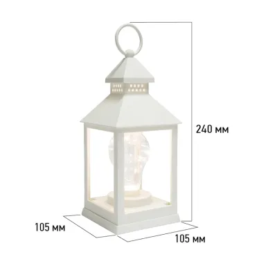 Декоративный фонарь с лампочкой, белый корпус, размер 10.5х10.5х24 см, цвет ТЕПЛЫЙ БЕЛЫЙ | 513-052 | NEON-NIGHT