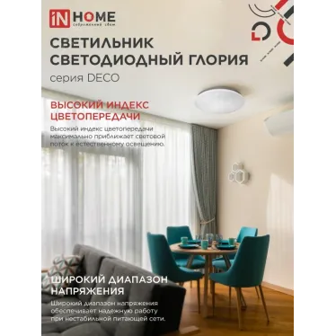 Светильник светодиодный серии DECO 36Вт 230В 6500К 2340лм 350х55мм ГЛОРИЯ | 4690612025117 | IN HOME