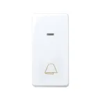 Кнопка клавишная звонок с подсветкой узкая, 10А 250В, S27 белый