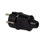 Вилка прямая усиленная с заземлением черная 16А 250В Proxima