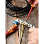 Шина нулевая 8х12мм 125А 12 отверстий 2 изолятора стойка латунь PROxima