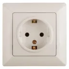 Розетка 2P+E Schuko со шторками, 16А-250В, СУ, Solo, сл.кость, 4-206-02