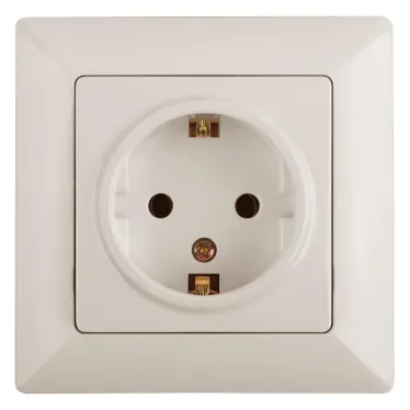 Розетка 2P+E Schuko со шторками, 16А-250В, СУ, Solo, сл.кость, 4-206-02