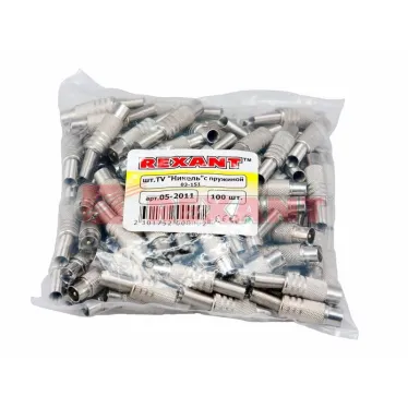 Разъем штекер TV никель c пружиной,