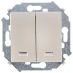 15 Выключатель двухклавишный 16А 250В с подсветкой шампань