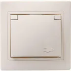 КВАРТА Розетка с заземлением сошторками с крышкой 16А кремовый