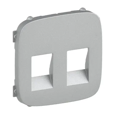 Valena ALLURE Лицевая панель для аудиорозетки с пружинными зажимами двойной Алюминий