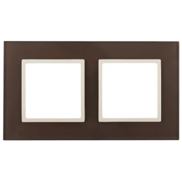 Рамка на 2 поста, стекло, Эра Elegance, мокко+сл.кость, 14-5102-31