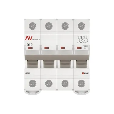 Выключатель автоматический AV-10 4P 10A (D) 10kA AVERES