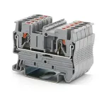 Клемма проходная, зажим push-in, 2 точки подключения, 2.5 кв.мм, серая