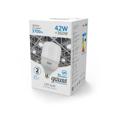 Лампа светодиодная Elementary LED T120 E27 42W 3700lm 180-240V 6500K 1/12 | 63234 | Gauss