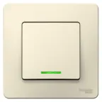 Переклюачтель одноклавишный BLANCA скрытой установки (cх.6) с подстветкой, 10а, 250В, молочный