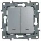 ETIKA Выключатель двухклавишный с подсветкой/индикацией автоматические клеммы 10 AX 250