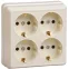 ОКТАВА Розетка 4 поста с заземлением 16А наружная кремовая