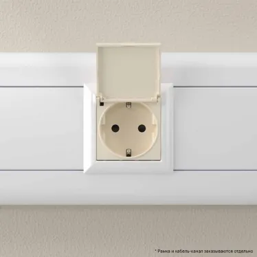 Avanti Розетка с крышкой ''Ванильная дымка'', 2P+E, с защитными шторками, 2 модульная