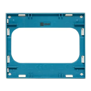 Стокгольм Рамка для розетки 2-местная белая с линией цвета синий